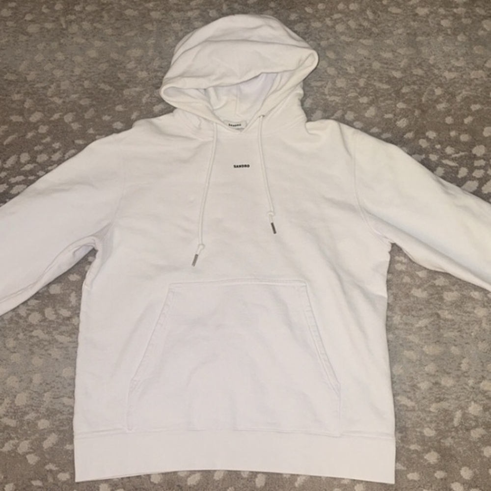 Sandro White Small Logo‎ Hoodie Hooded Sweatshirt One Size - Picture 2 of 12